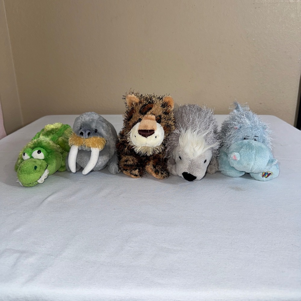 Ganz Webkinz Plush Lot 5‎ Crocodile Walrus Leopard Porcupine Blue Hippo Stuffie